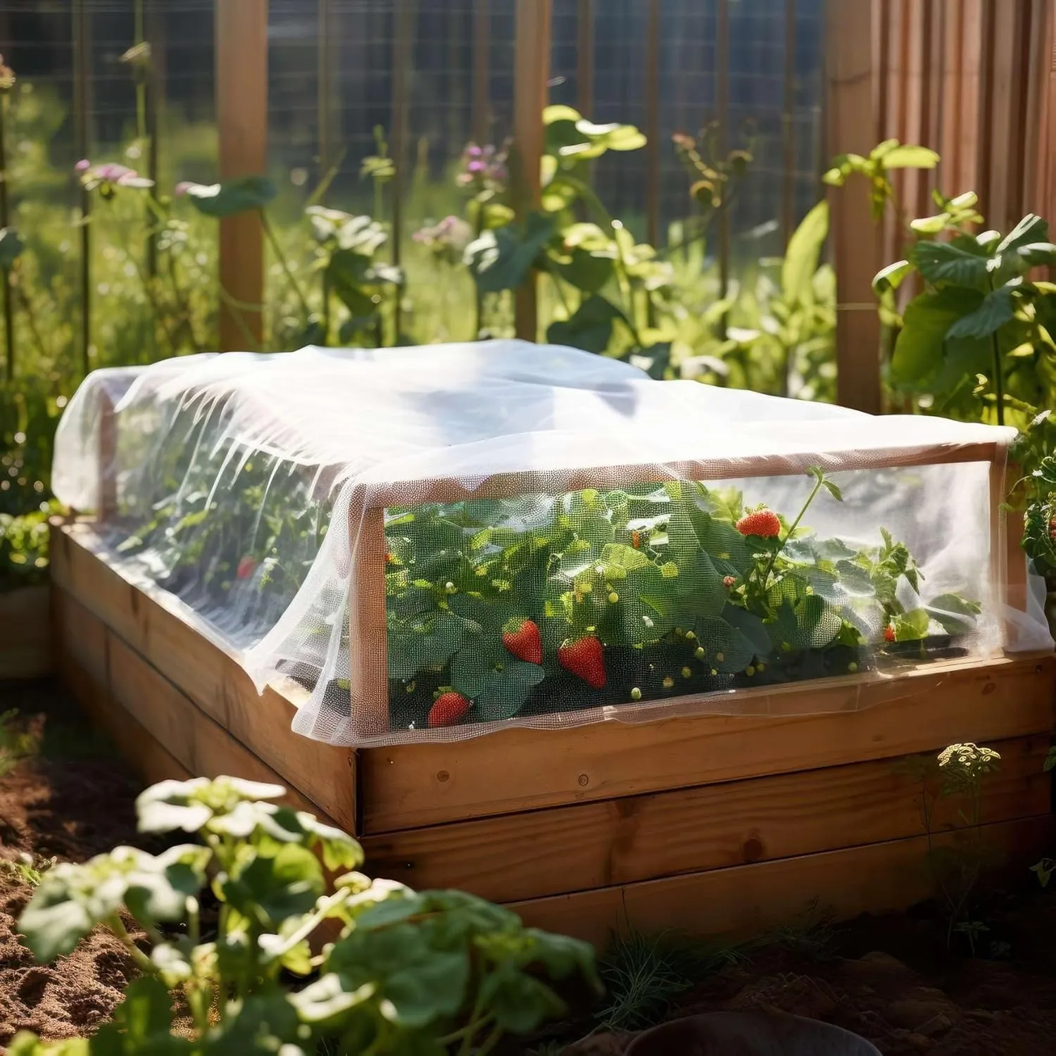 Garden Netting for Bird, Insect and Bug Cover 10x10FT | Multiple Size White Mesh Fabric Mosquito Net for Fruit & Vegetable Protection | Agricultural Strawberry, BlackBerry & Berry Plant Barrier