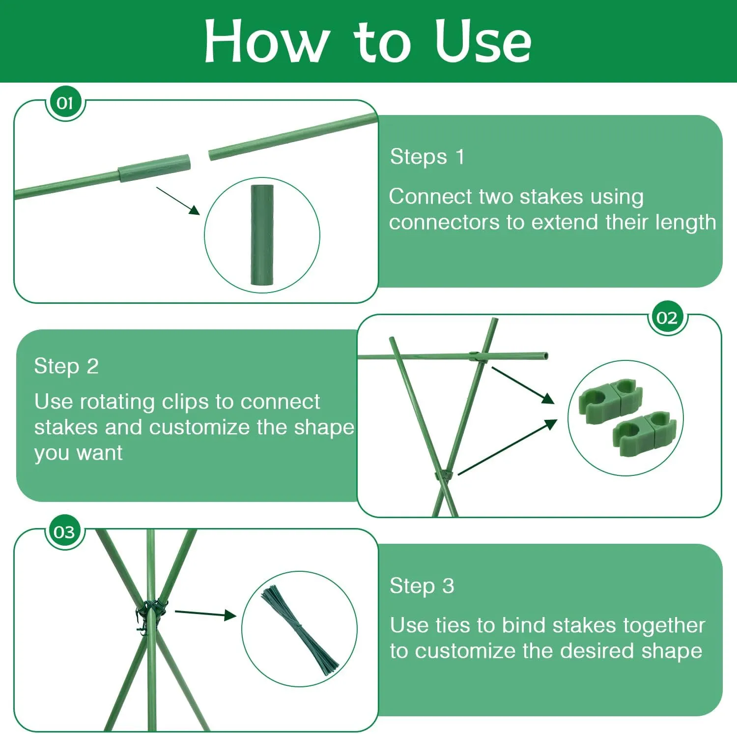 Garden Stakes 17Inch 40Pack, DIY Tall Plant Support Stakes of 4Ft,5Ft,6Ft,7Ft, HAINANSTRY Fiberglass Plant Stakes for Indoor & Outdoor Plants, Tomato Vegetable Stakes for Garden