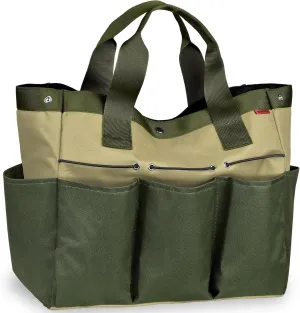 Garden Tool Bag Organizer, Gardening Tote Storage Bag with Zippers Pockets (Tools NOT Included), Green