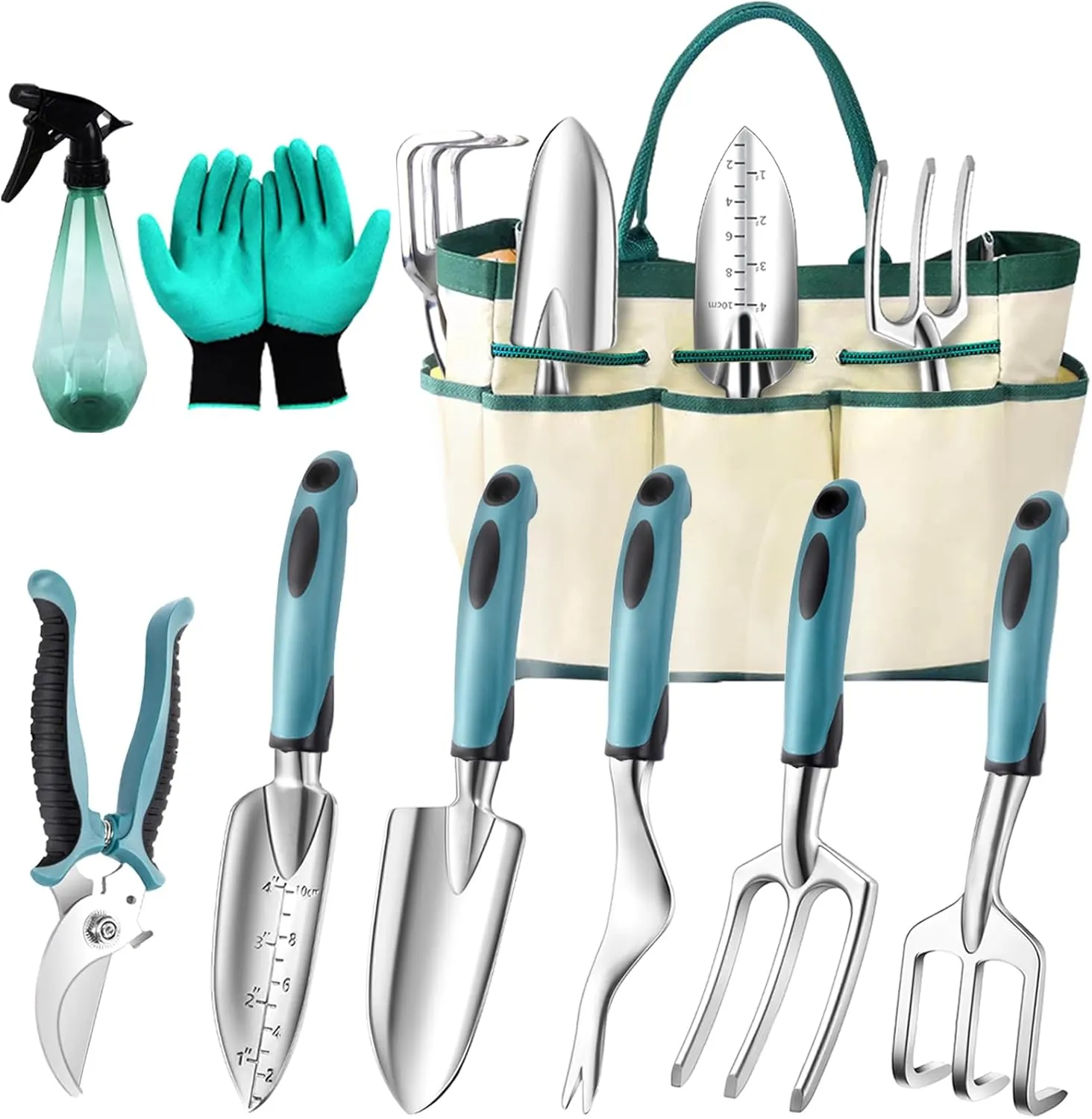 Garden Tool Set 9 PCS, Heavy Duty Gardening Hand Tools, Durable Garden Tool Bag, Rust-Proof Aluminum Gardening Supplies, Ideal Gifts for Women and Men
