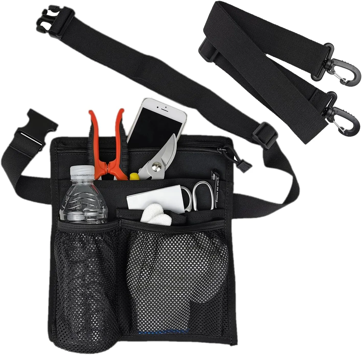 Gardening Apron Garden Tool Belt for Women With Pockets Utility Tool Waist Bag Cleaning Apron for Teacher Sever DIY Work Waitress with Adjustable Belt and Shoulder Strap