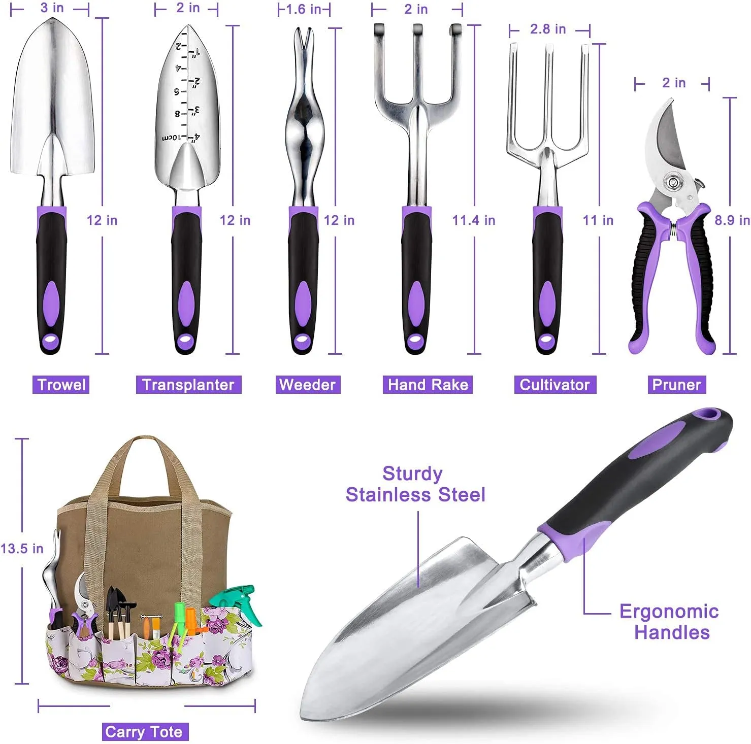 Gardening Tool Set, Gardening Supplies Succulent Tools Set Included, Heavy Duty Aluminum Gardening Kit for Gardening, Non-Slip Ergonomic Handle Tools, Durable Storage Tote Bag(GT - 83PCS)