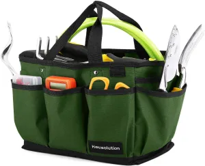 Gardening Tote Bag, Deluxe Garden Tool Storage Bag and Home Organizer with Pockets, Wear-resistant & Reusable, 12 Inch, Dark Green