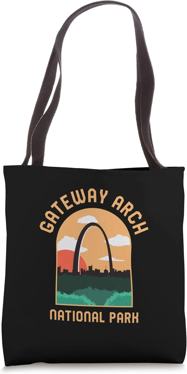 Gateway Arch National Park Alaska Vacation Retro Graphic Tote Bag
