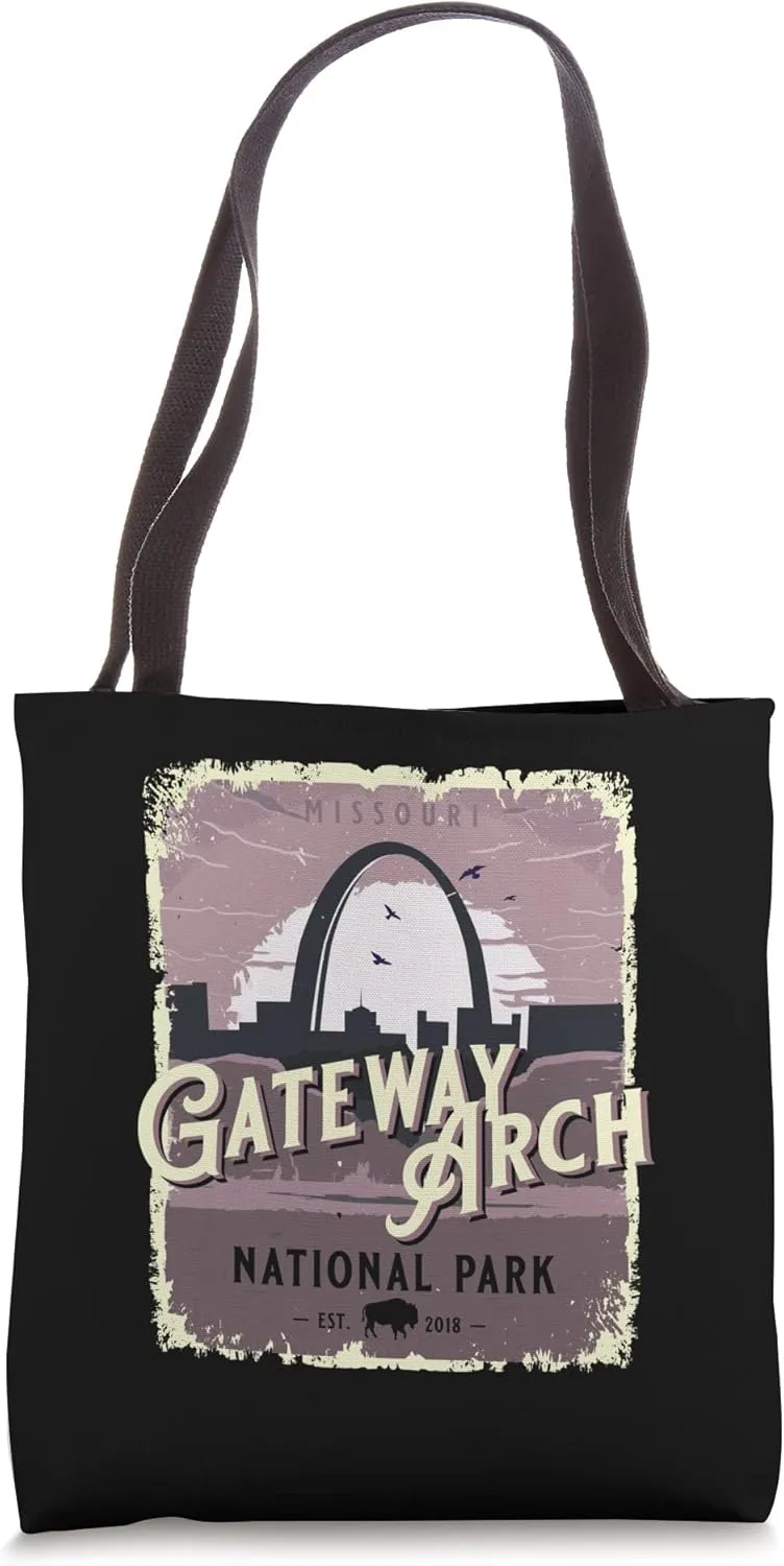 Gateway Arch National Park Vintage Travel Poster Style Tote Bag