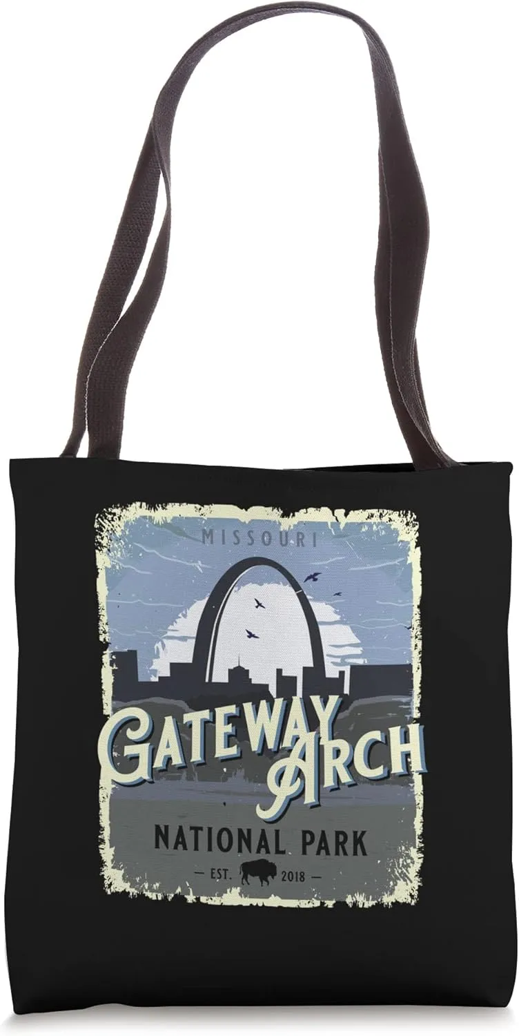 Gateway Arch National Park Vintage Travel Poster Style Tote Bag