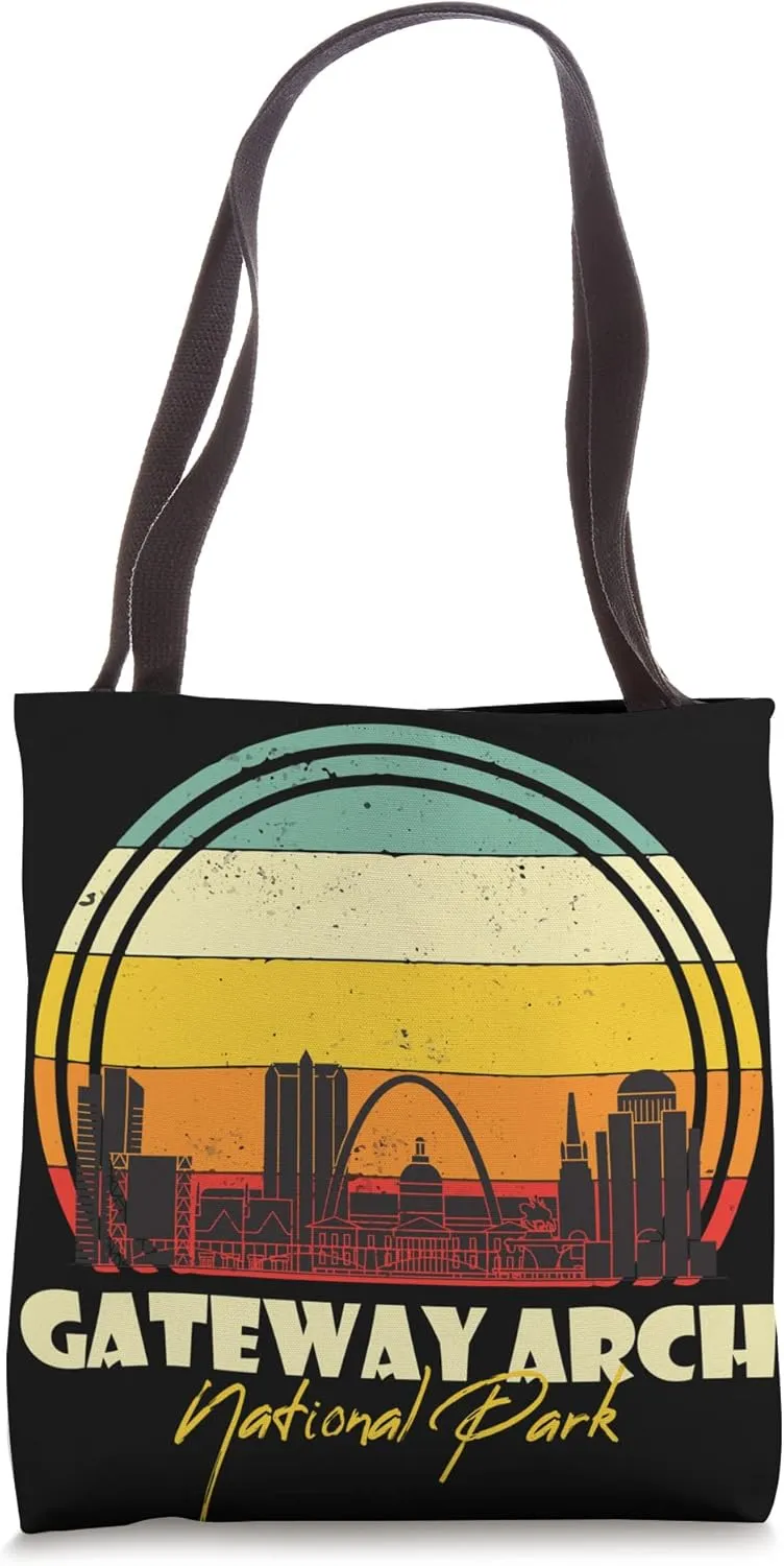 Gateway Arch Retro St Louis National Park Missouri Souvenir Tote Bag