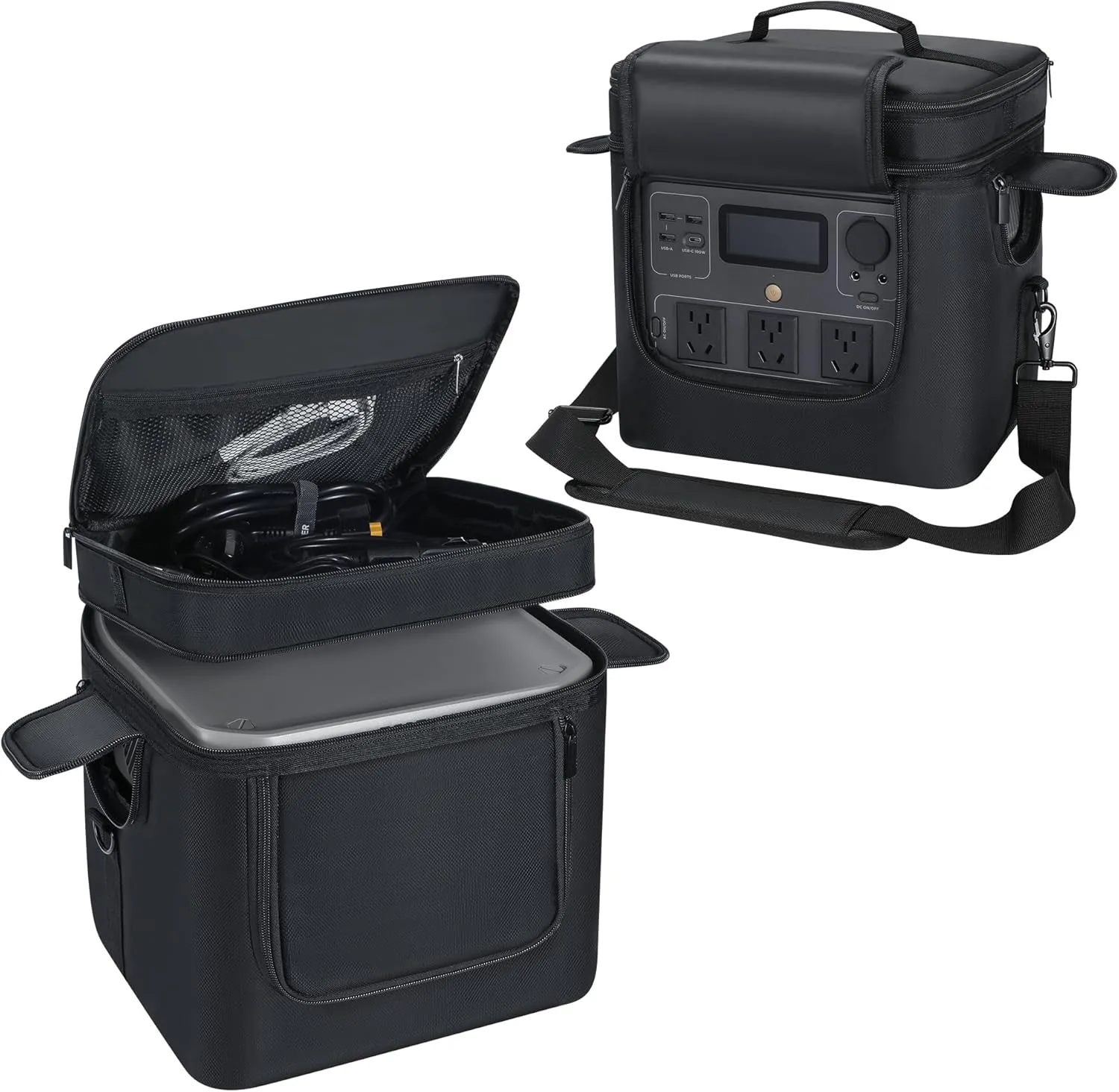 Generator Cover Compatible with ECOFLOW River 2 Pro, Soft Carrying Bag with Side Zipper, Adjustable Shoulder Strap, 11''10.63''9.06'' (Black, For River 2 Pro)