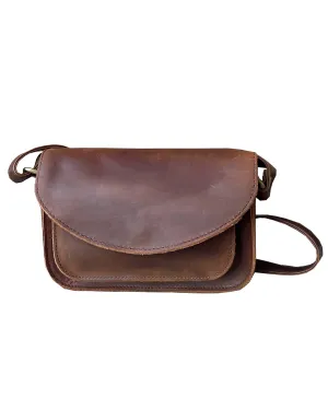 Genuine Leather Crossbody: Brown