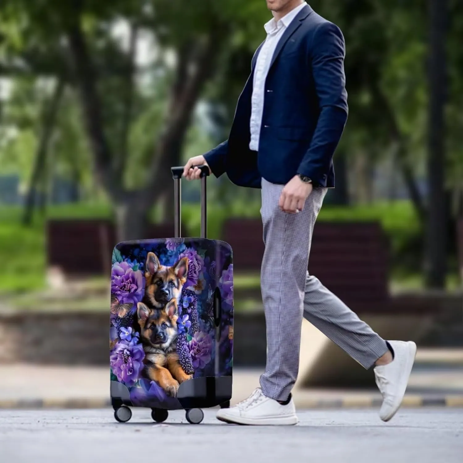 German Shepherd Dog Luggage Covers for Suitcase 25-28 Inch Baggage Covers Dust-Proof Trolley Cover for Business Vacation Travel Accessories Hiking Camping Trip