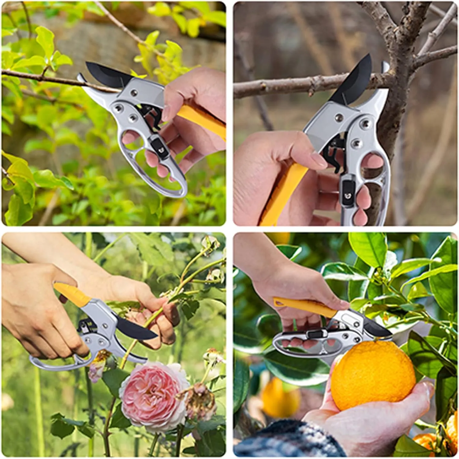 Germany Pruning Shears, Arthritis Weak Hand Snips, Work 3 Times Easier, 1-Inch Cut Capacity Garden Clippers, Ergonomic handle, Rust resistant, high strength steel, Sharp