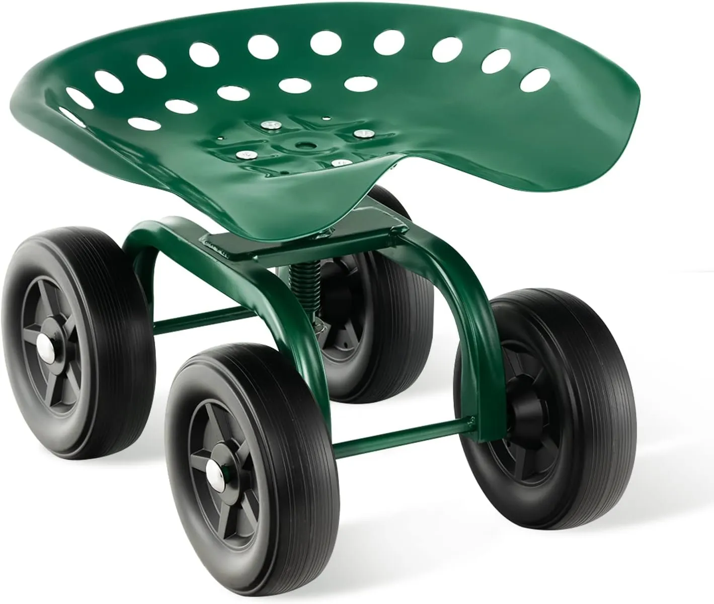 Giantex Garden Cart, Rolling Workseat with 4 Wheels, Garden Stool 360° Swivel Work Seat & Adjustable Height, Heavy Duty Wagon Scooter for Gardening for Patio Garden, Lawn, Yard (Green)