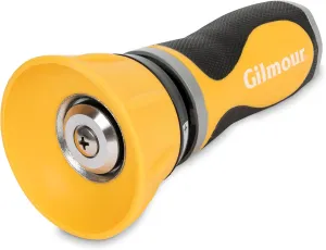 Gilmour Twist Hose Nozzle, Fireman Hose Nozzle for Cleaning and Watering, Heavy Duty Garden Hose Nozzle with Adjustable Spray Pattern, Yellow