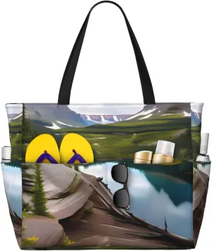 Glacier National Park Print Unisex Large Capacity Beach Travel Bag Vacation Picnic Sport Tote Portable Gym Bag