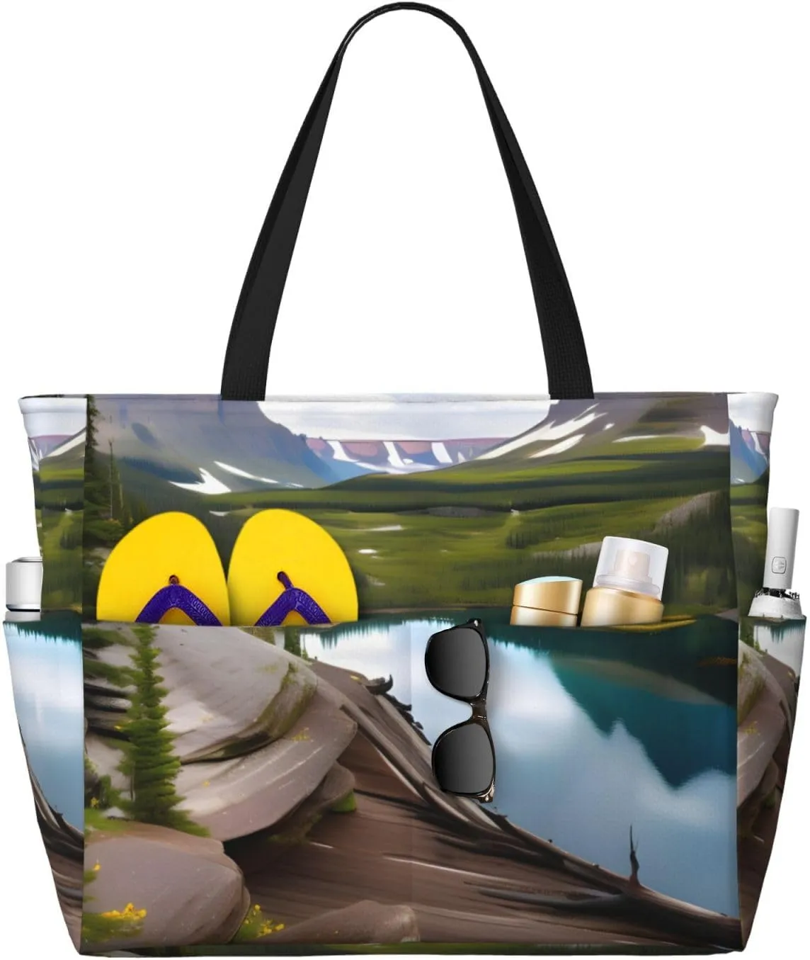 Glacier National Park Print Unisex Large Capacity Beach Travel Bag Vacation Picnic Sport Tote Portable Gym Bag