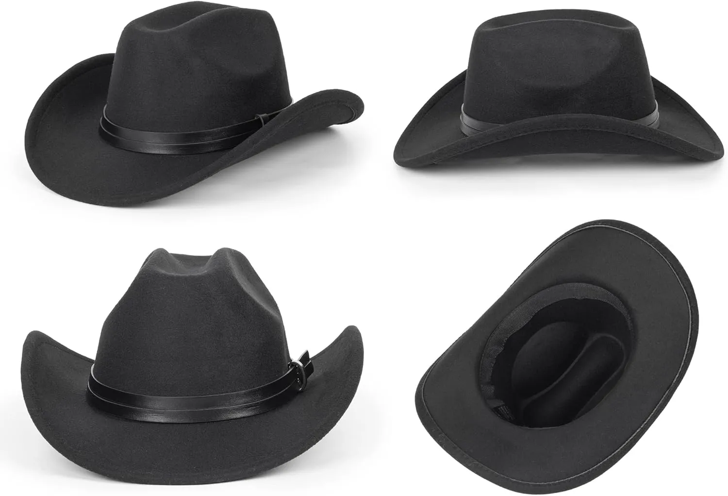 Glitter Silver Black Cowboy Hats for Women - Western Sparkly Rhinestone Cowgirl Hat for Ladies Size M-L