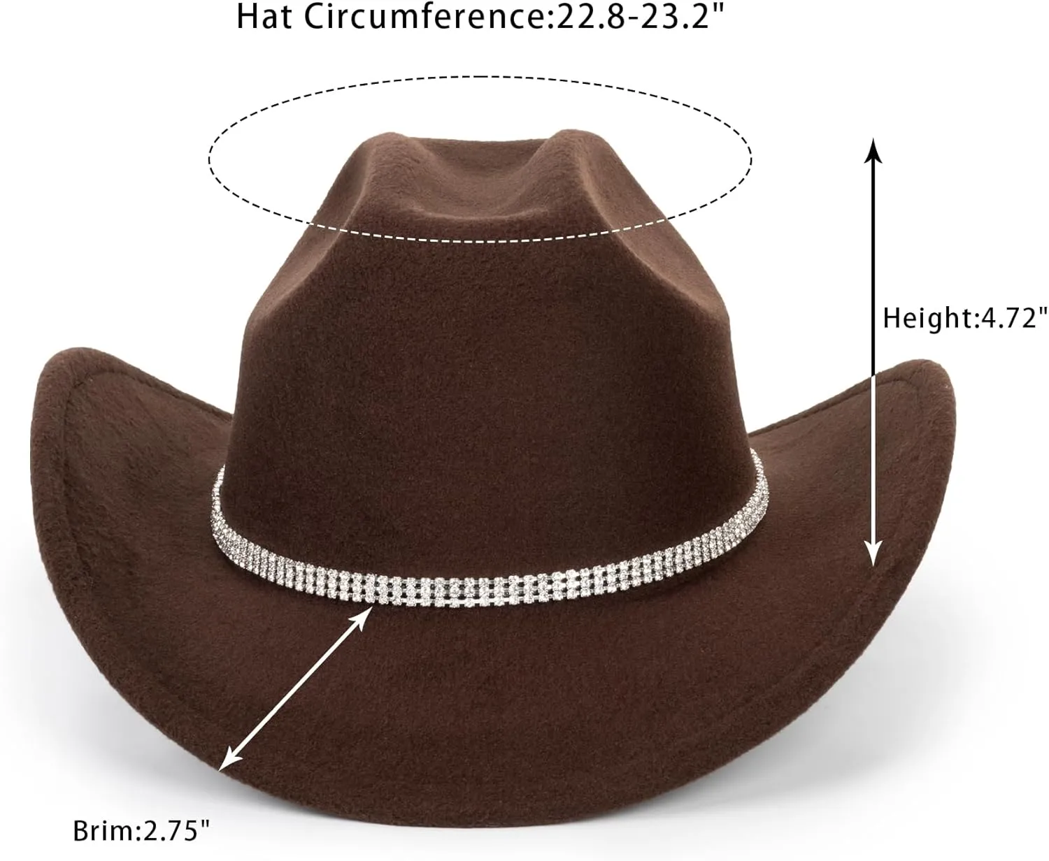 Glitter Silver Black Cowboy Hats for Women - Western Sparkly Rhinestone Cowgirl Hat for Ladies Size M-L