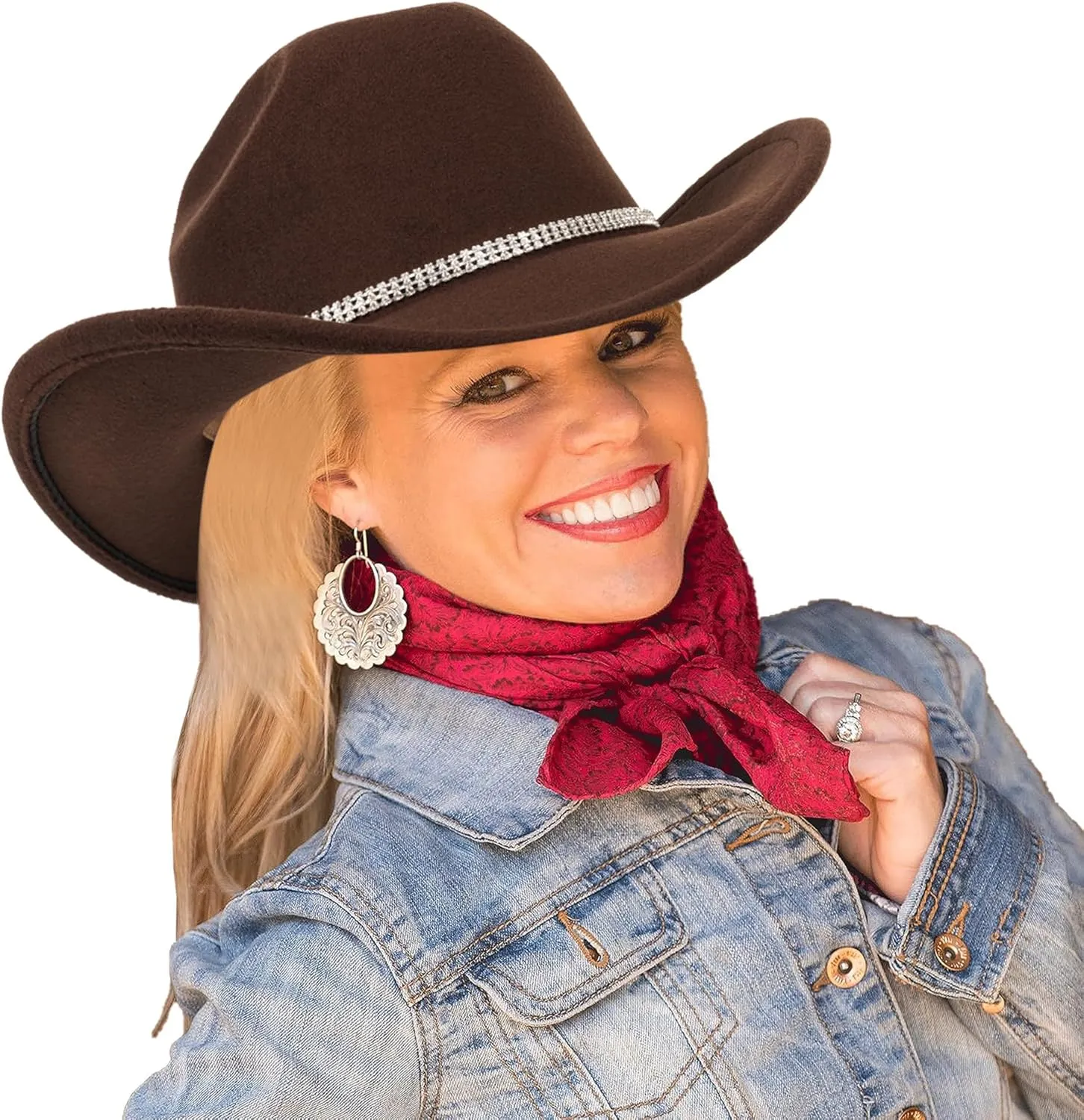 Glitter Silver Black Cowboy Hats for Women - Western Sparkly Rhinestone Cowgirl Hat for Ladies Size M-L