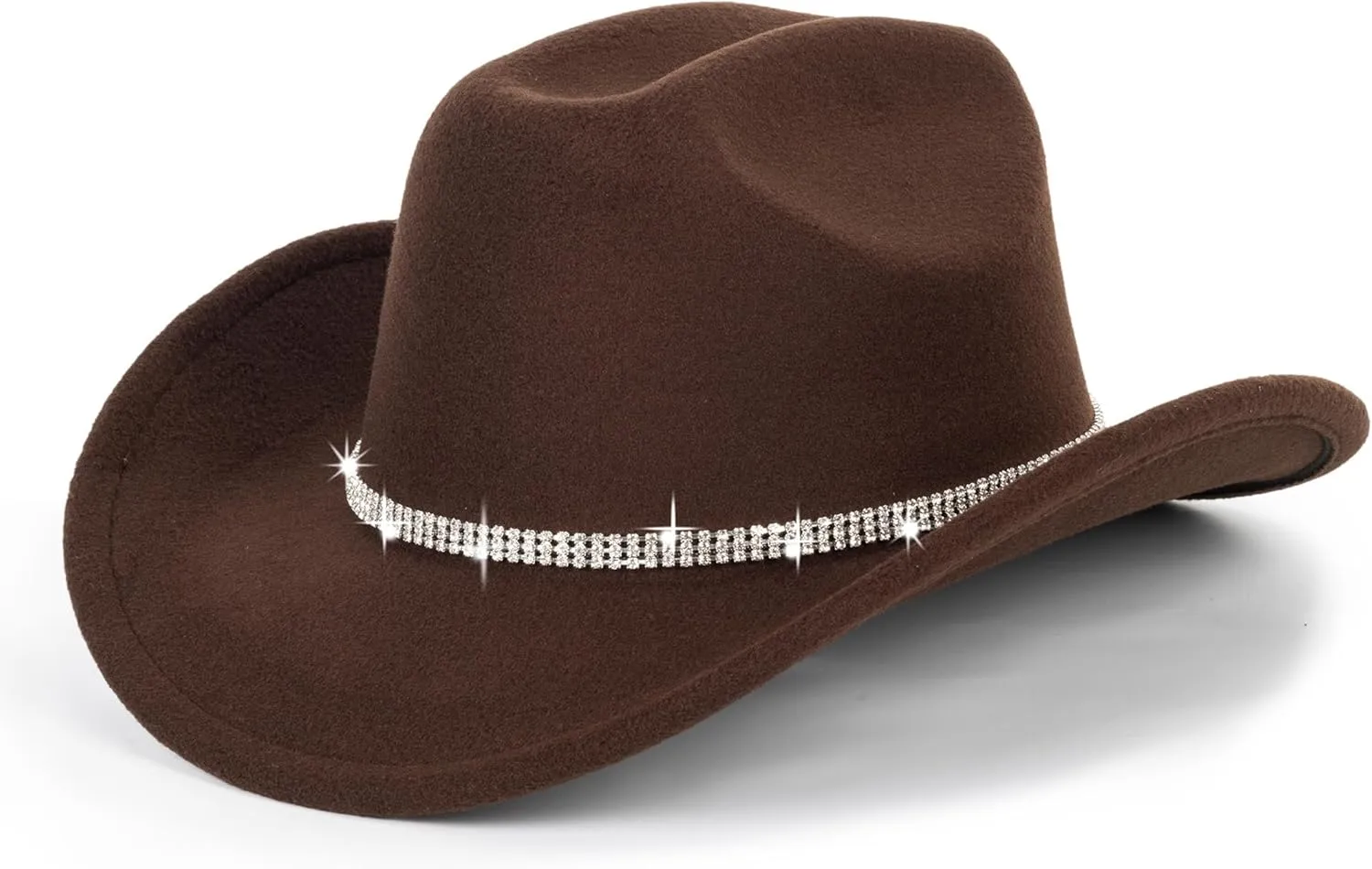 Glitter Silver Black Cowboy Hats for Women - Western Sparkly Rhinestone Cowgirl Hat for Ladies Size M-L