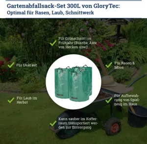 Glorytec 3-Pack 80 Gallons Garden Bag - Extra Large Reusable Leaf Bags - Garden Waste Bags - Collapsible Gardening Containers for Lawn and Yard Waste - 4 Handles