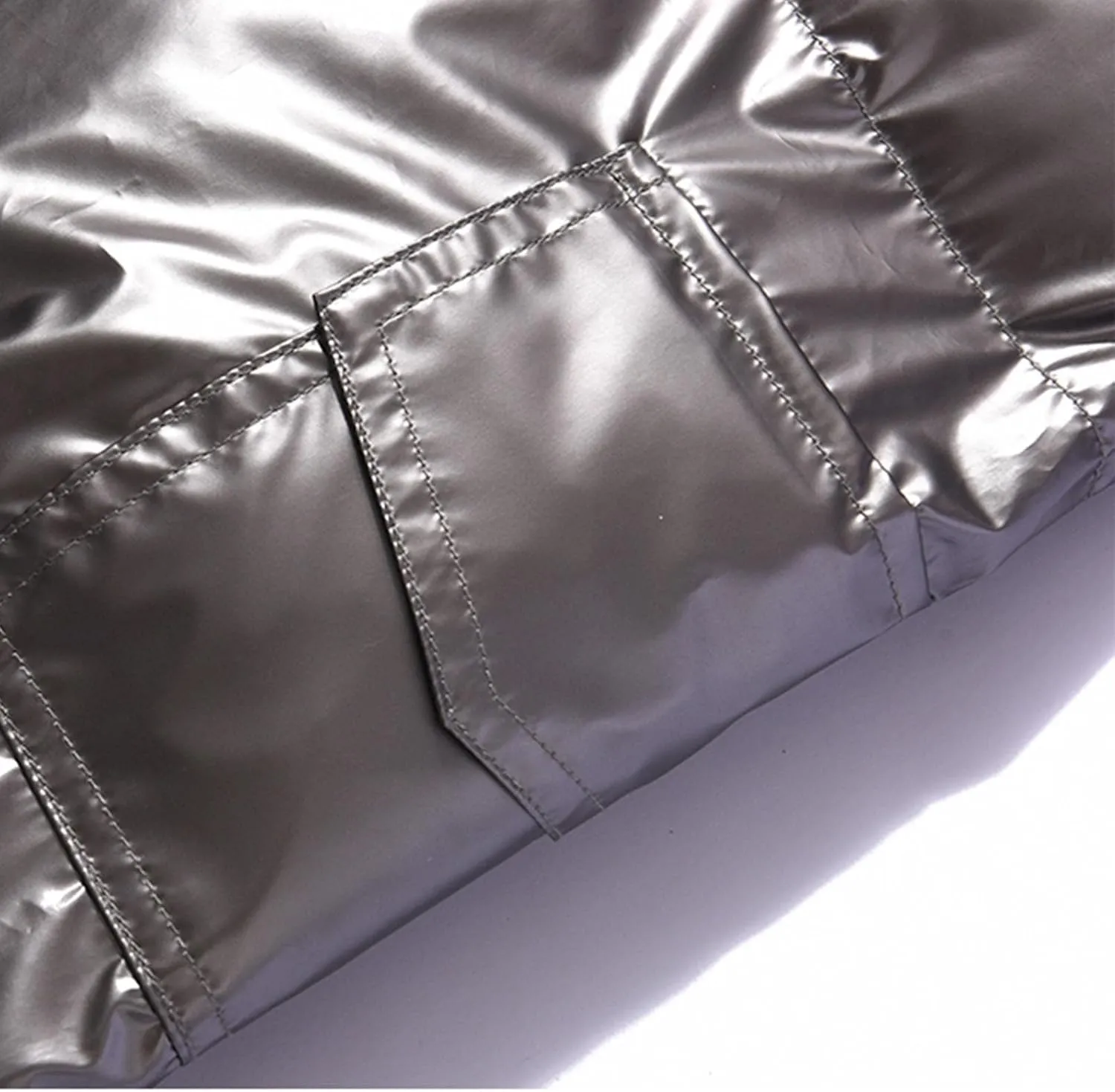 Glossy Puffer Jacket Men Hooded Down Jacket Zip up Quilted Jacket Warm Padded Jacket Insulated Winter Coat with Pockets