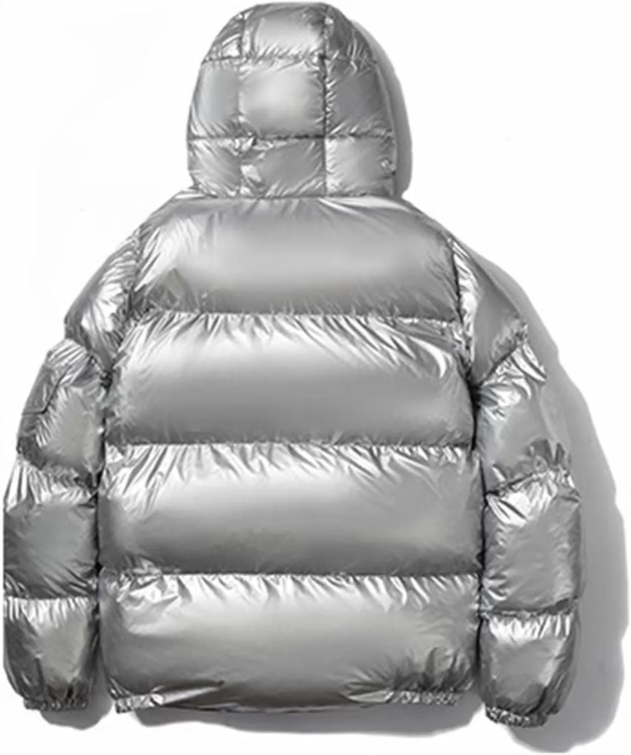 Glossy Puffer Jacket Men Hooded Down Jacket Zip up Quilted Jacket Warm Padded Jacket Insulated Winter Coat with Pockets