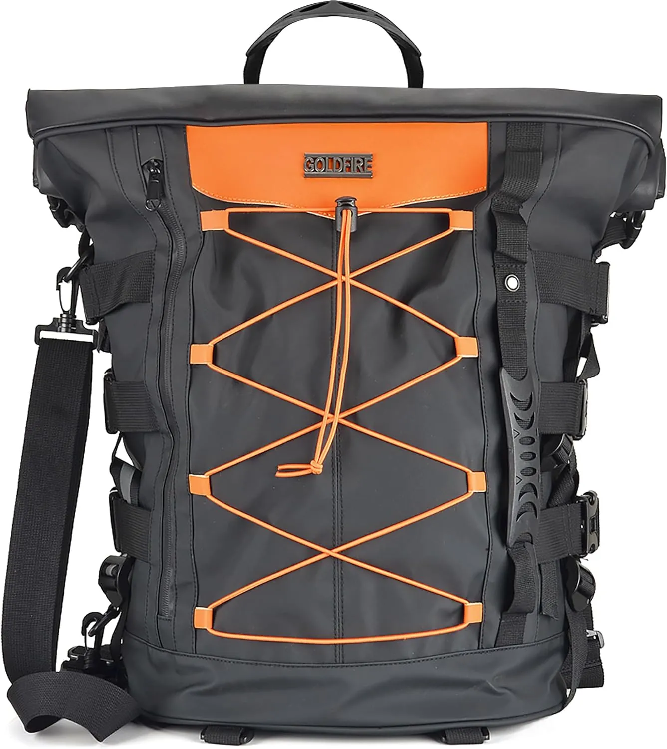 Goldfire Expandable Motorcycle Travel Luggage Sissy Bar Bag, Weather Resistant Tail Duffle Bag Backpack with Sissy Bar Straps