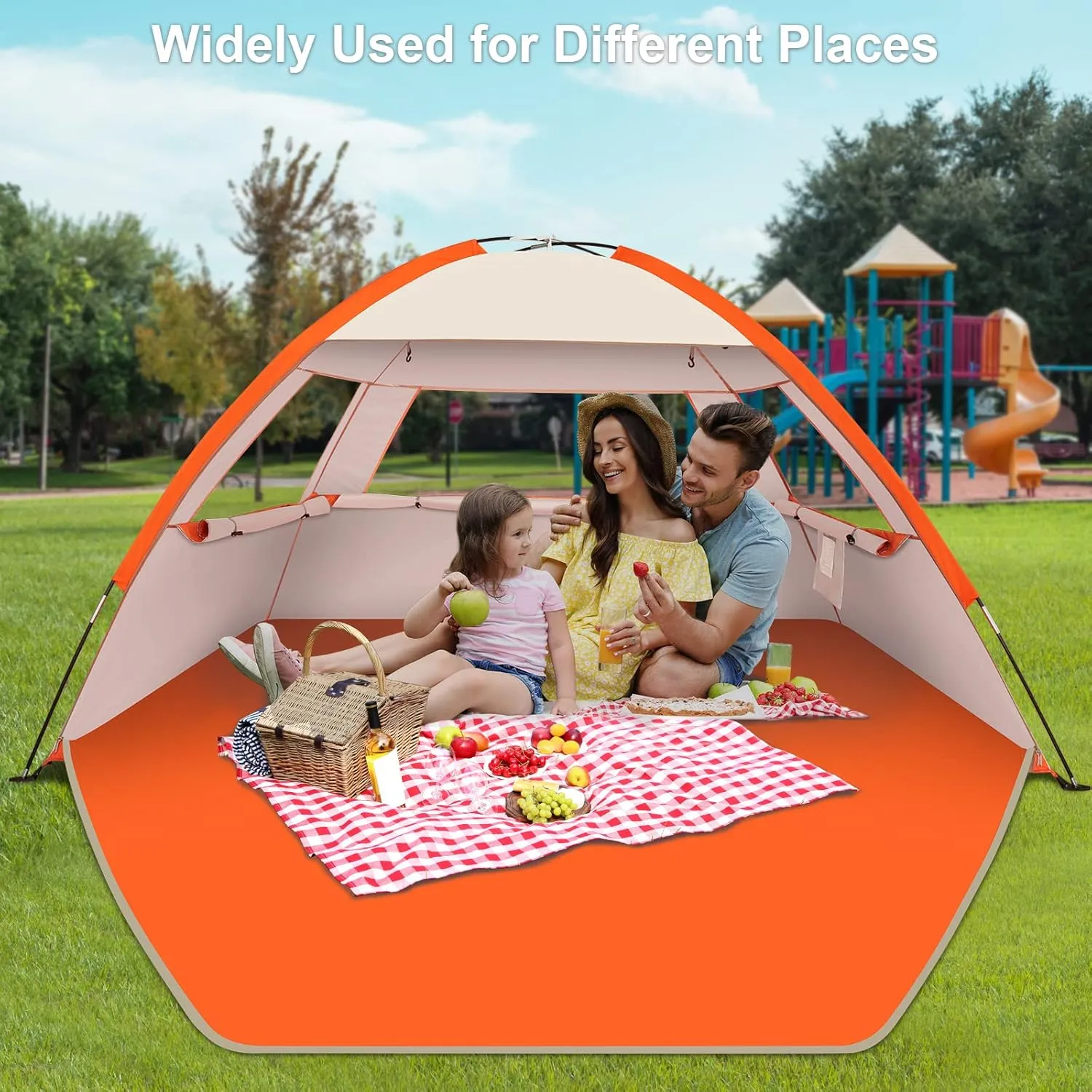 Gorich Beach Tent Sun Shelter for 3/4-5/6-7/8-10 Person with UPF 50＋ UV Protection, Lightweight & Easy Setup Beach Shade Canopy, Portable Beach Shade Tent Beach Cabana