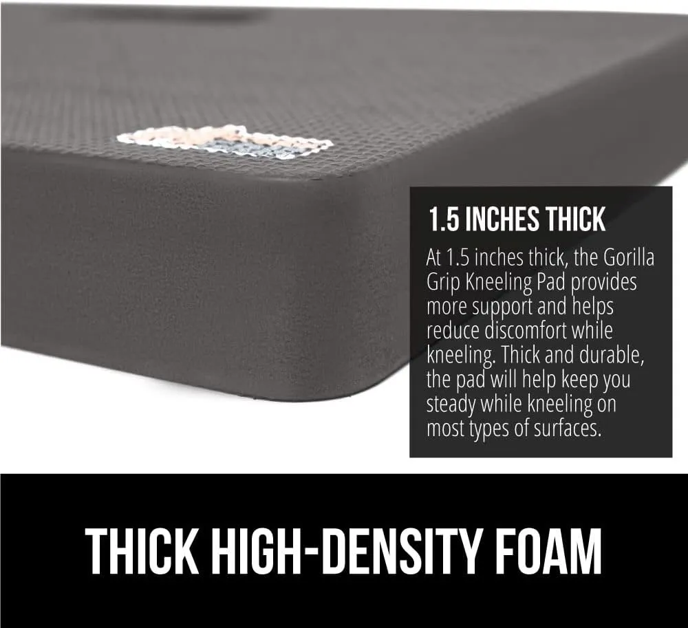 GORILLA GRIP Extra Thick Patent Pending Garden Kneeling Pad, Supportive Soft Foam Knee Cushioning for Gardening, Water Resistant Construction, Bathing Baby, Workout Supplies, Lightweight