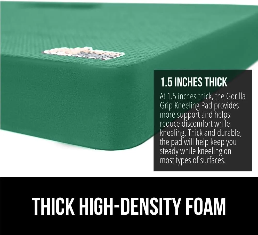 GORILLA GRIP Extra Thick Patent Pending Garden Kneeling Pad, Supportive Soft Foam Knee Cushioning for Gardening, Water Resistant Construction, Bathing Baby, Workout Supplies, Lightweight