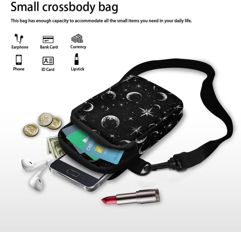 Gothic Small Crossbody Bag for Women Lightweight Cell Phone Purse, Bloody Rose Shoulder Wallet with Zipper Pocket