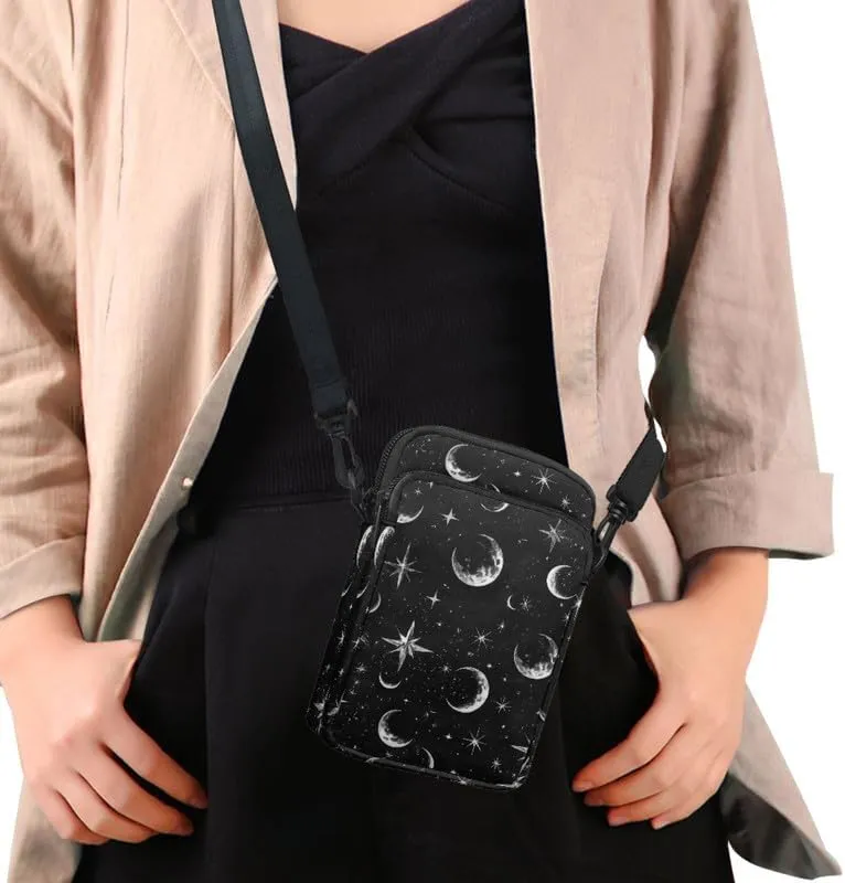 Gothic Small Crossbody Bag for Women Lightweight Cell Phone Purse, Bloody Rose Shoulder Wallet with Zipper Pocket