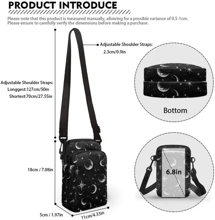 Gothic Small Crossbody Bag for Women Lightweight Cell Phone Purse, Bloody Rose Shoulder Wallet with Zipper Pocket