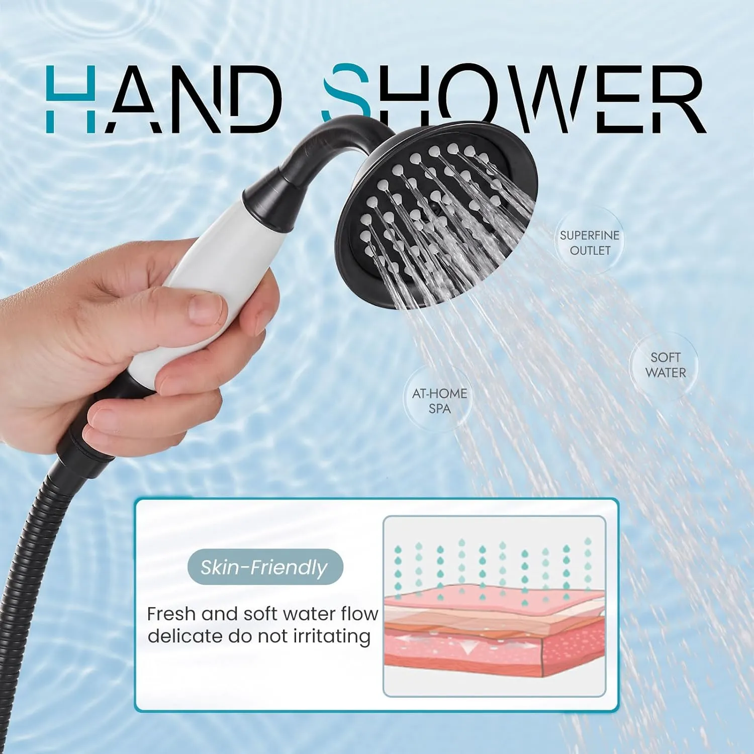 gotonovo Freestanding Bathtub Faucet Floor Mount Tub Filler with Double Cross Knobs 360° Rotation Spout High Flow Floor Standing Bathtub Shower Trumpet Shape Handheld Spray Oil Rubbed Bronze