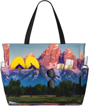 Grand Teton National Park Print Generic Large Capacity Beach Travel Bag - Swim Backpack/Family- Pool Accessories