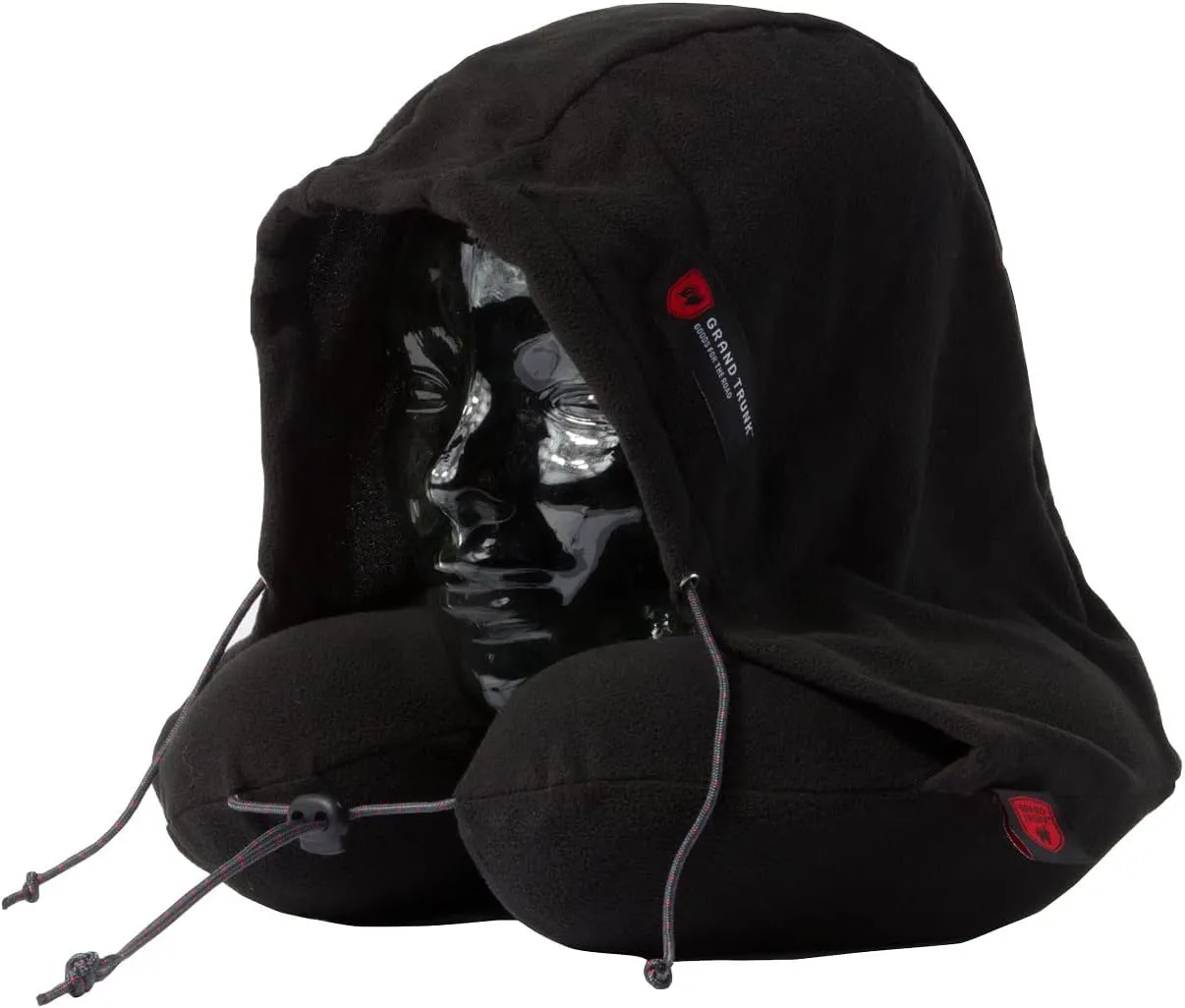 GRAND TRUNK Hooded Travel Pillow - Memory Foam Neck Support with Light-Blocking Hood & Compact Carry Bag
