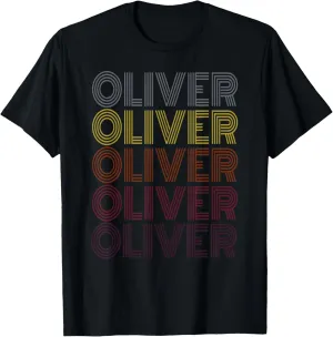 Graphic Tee First Name Oliver Retro Pattern Vintage Style T-Shirt