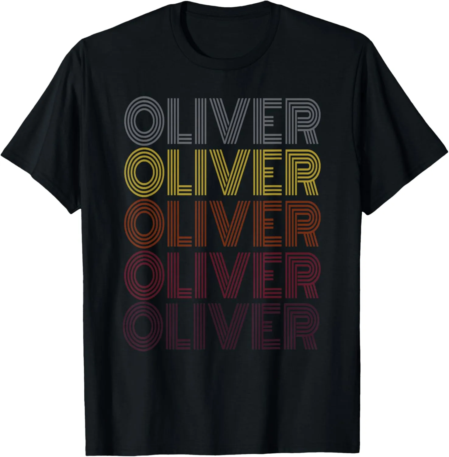Graphic Tee First Name Oliver Retro Pattern Vintage Style T-Shirt