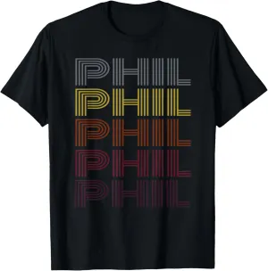 Graphic Tee First Name Phil Retro Pattern Vintage Style T-Shirt