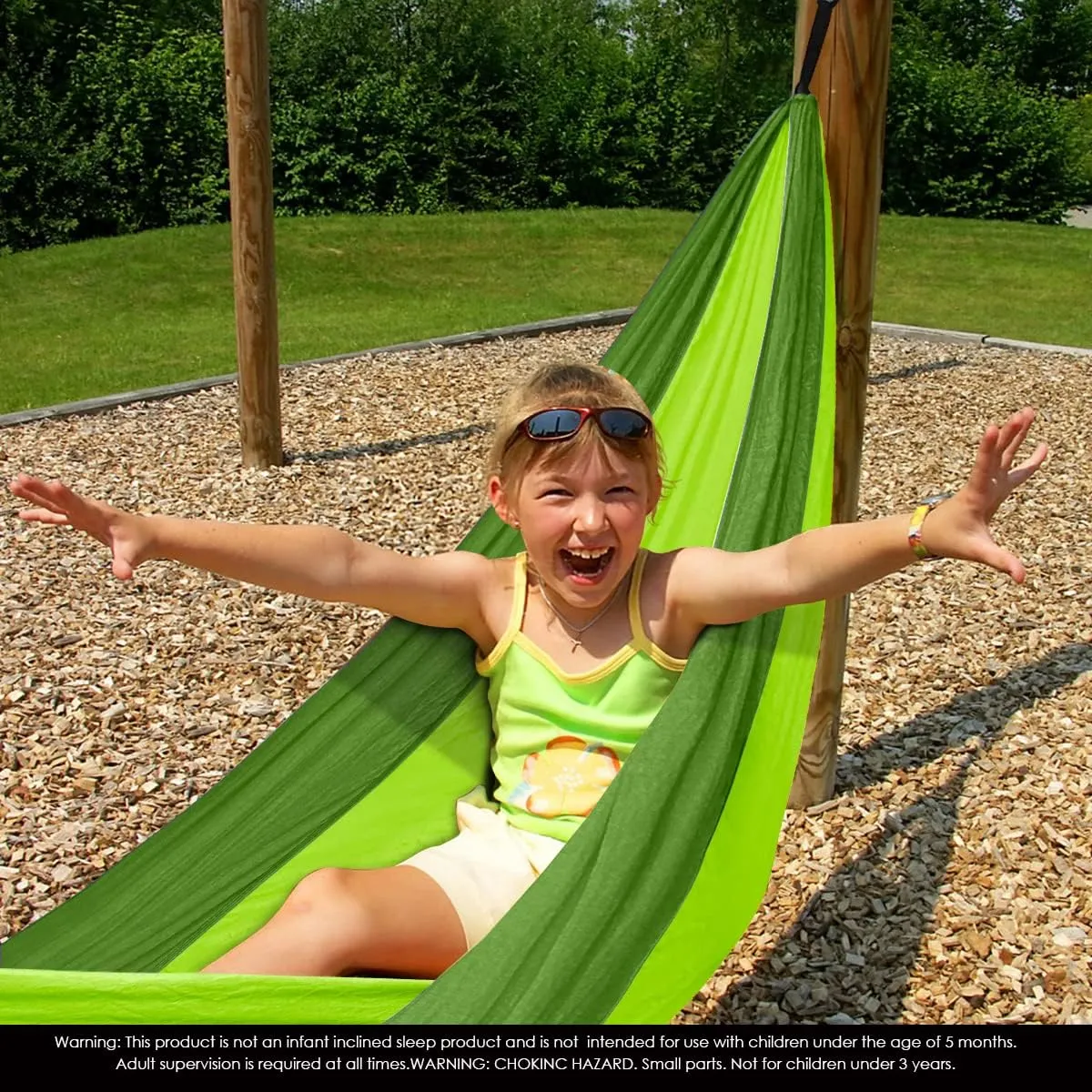 Grassman Kids Small Hammock for Camping Portable Hammock for Child Girls Boys Ultralight Backpack Mini Hammocks with Straps Green