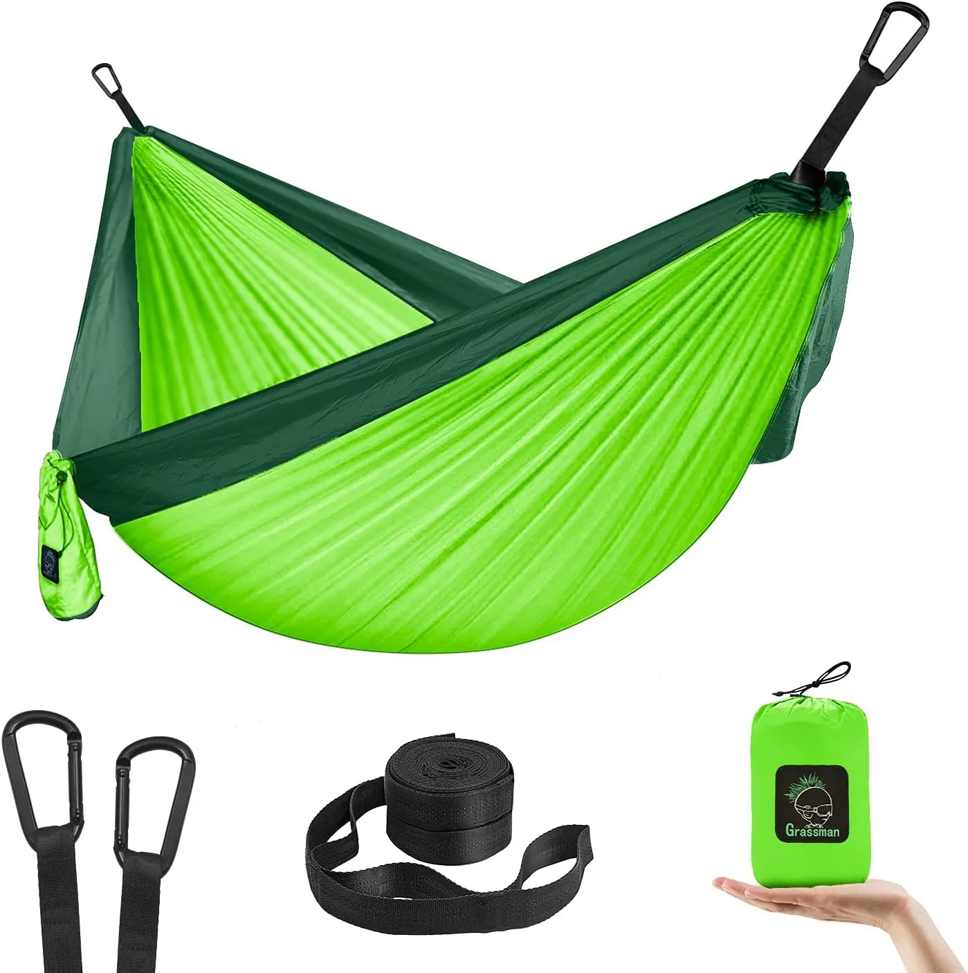 Grassman Kids Small Hammock for Camping Portable Hammock for Child Girls Boys Ultralight Backpack Mini Hammocks with Straps Green