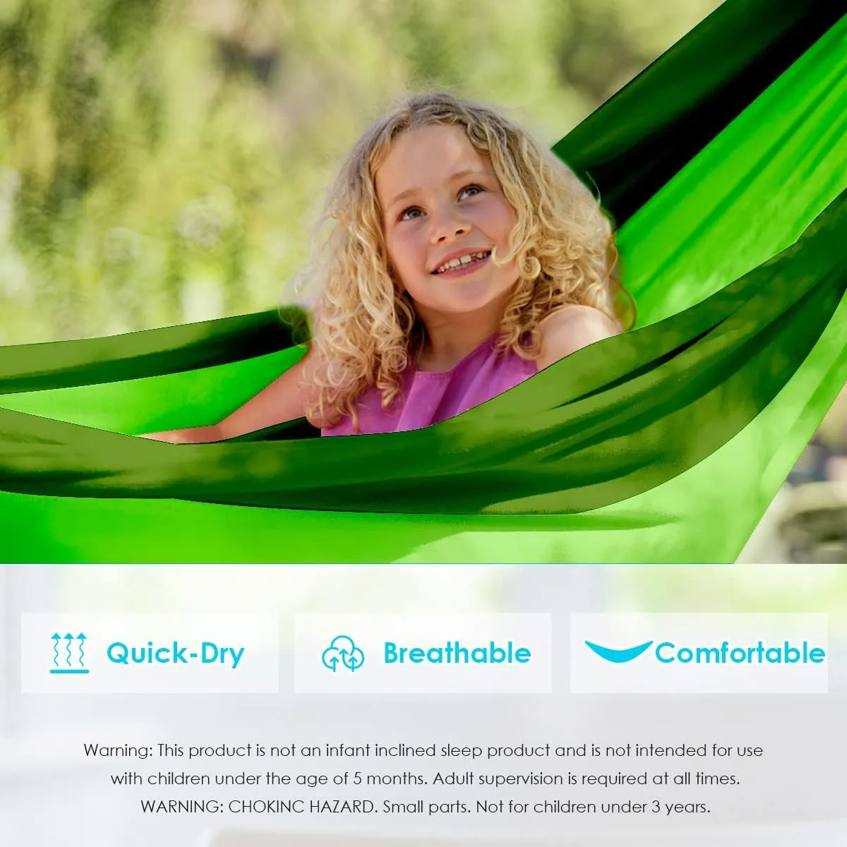 Grassman Kids Small Hammock for Camping Portable Hammock for Child Girls Boys Ultralight Backpack Mini Hammocks with Straps Green