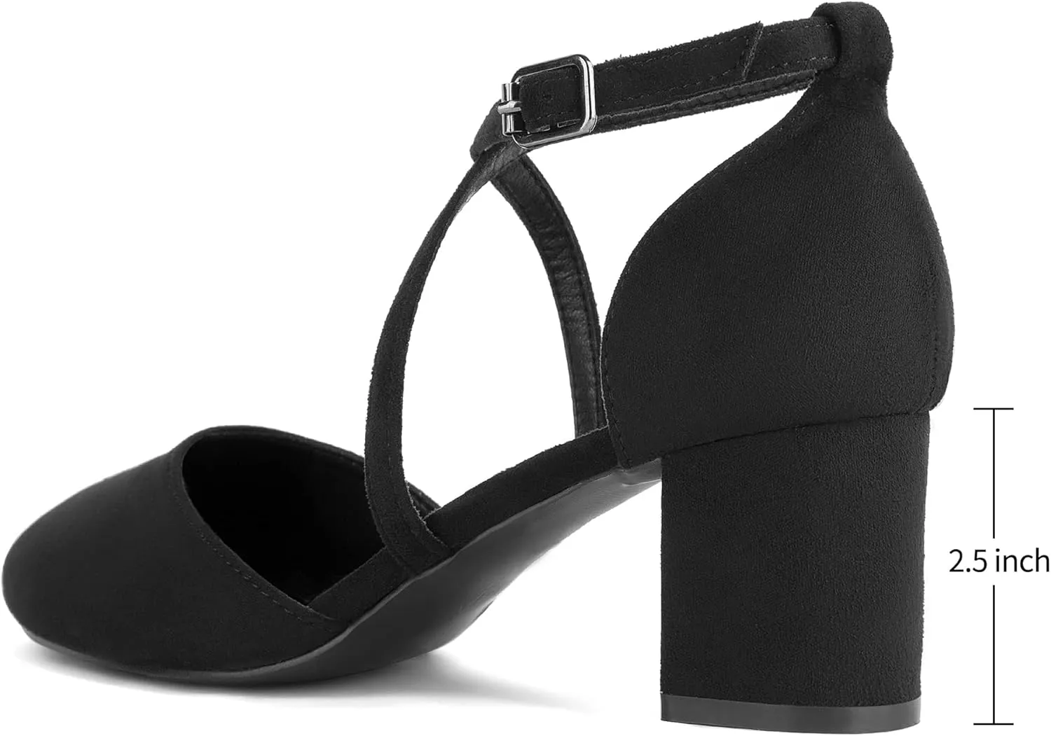 Greatonu Women's Low Block Heeled Dress Pumps Closed Round Toe Cross Strap Wedding Bridal Party Office Shoes 2.5 Inch