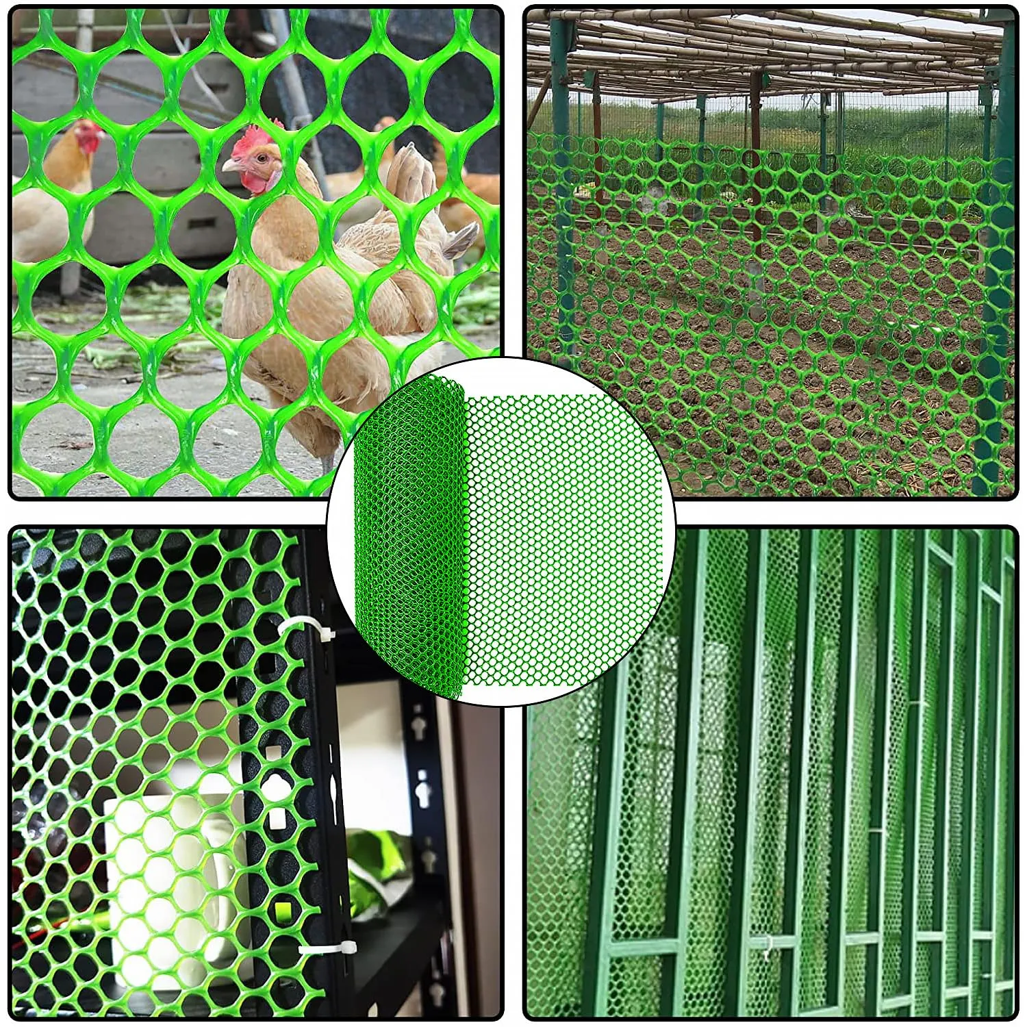 Green Plastic Wire Mesh Fence 15.7IN x 26FT Roll - Durable Plastic Chicken Wire Mesh - Ideal for Poultry, Dogs, Cats, Snake Barrier & Gardening