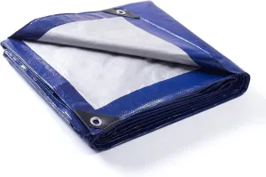 GUARD SHIELD Camping Tarp Waterproof Blue/Silver 12x20 Feet Multi Purpose Rain Tarps Tent Cover Ourdoor 8mil