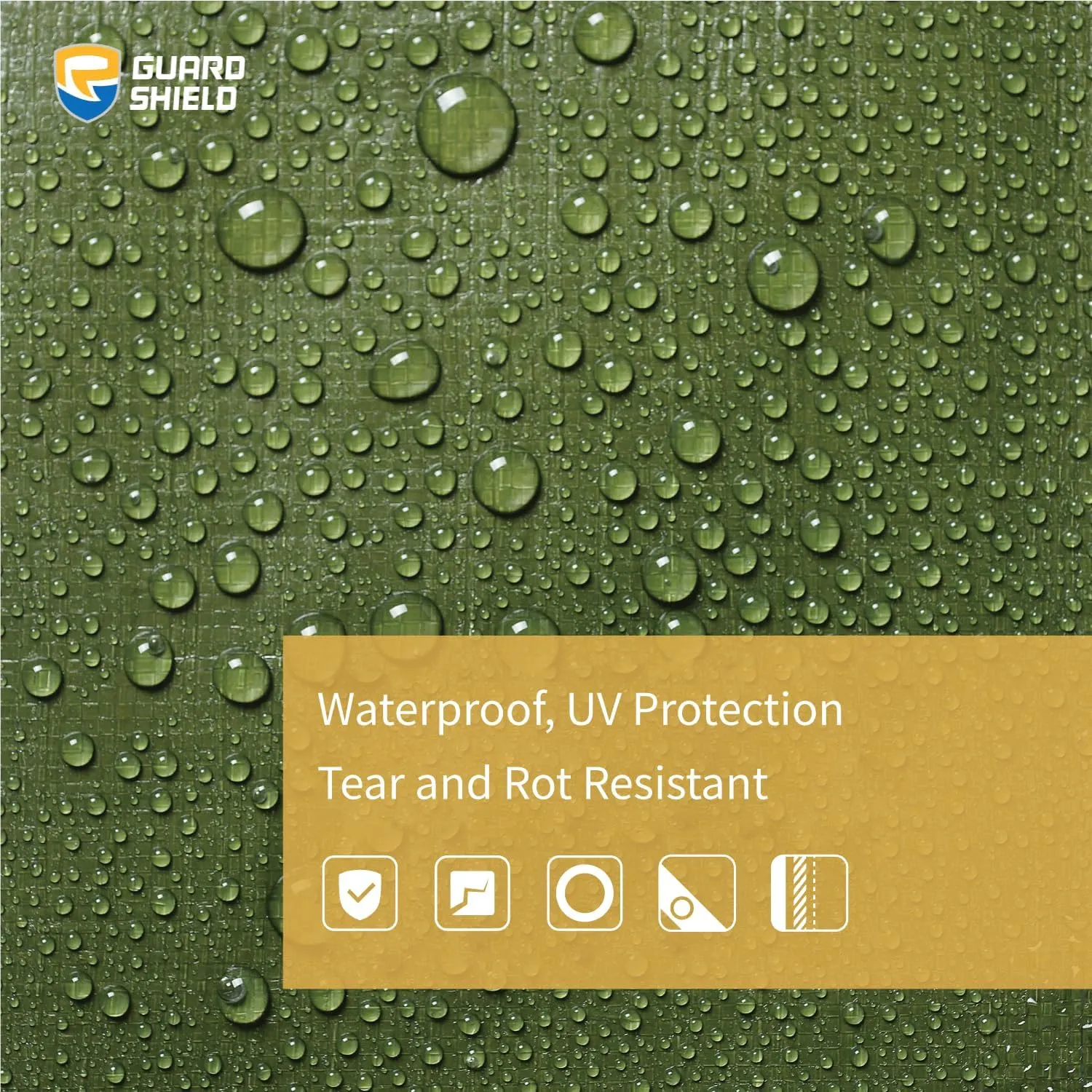 GUARD SHIELD Tarp Green Tarps Heavy Duty Waterproof 16x16 Feet Extra Large Outdoor Tarp Cover 12mil