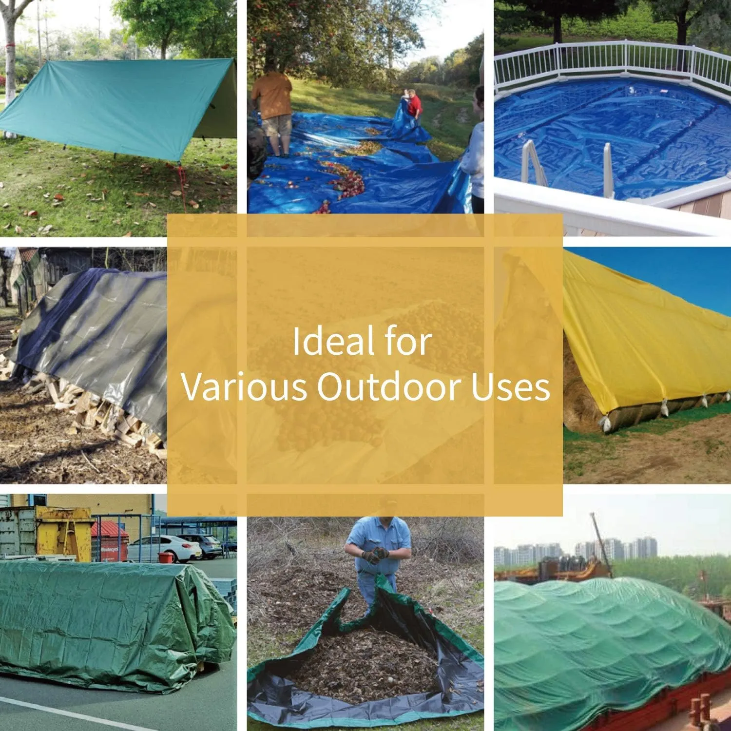 GUARD SHIELD Tarp Green Tarps Heavy Duty Waterproof 16x16 Feet Extra Large Outdoor Tarp Cover 12mil
