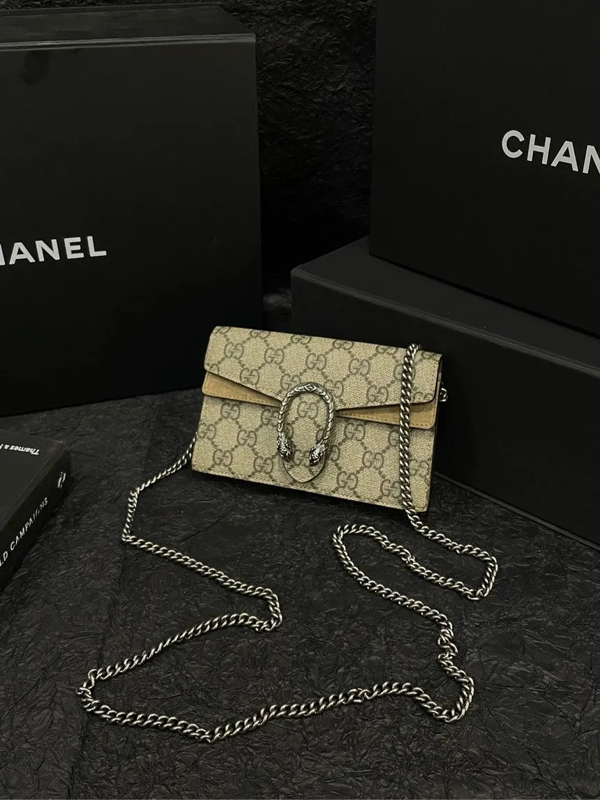 Gucci Supermini Monogram Dionysus Beige Crossbody Bag