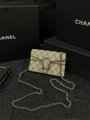 Gucci Supermini Monogram Dionysus Beige Crossbody Bag