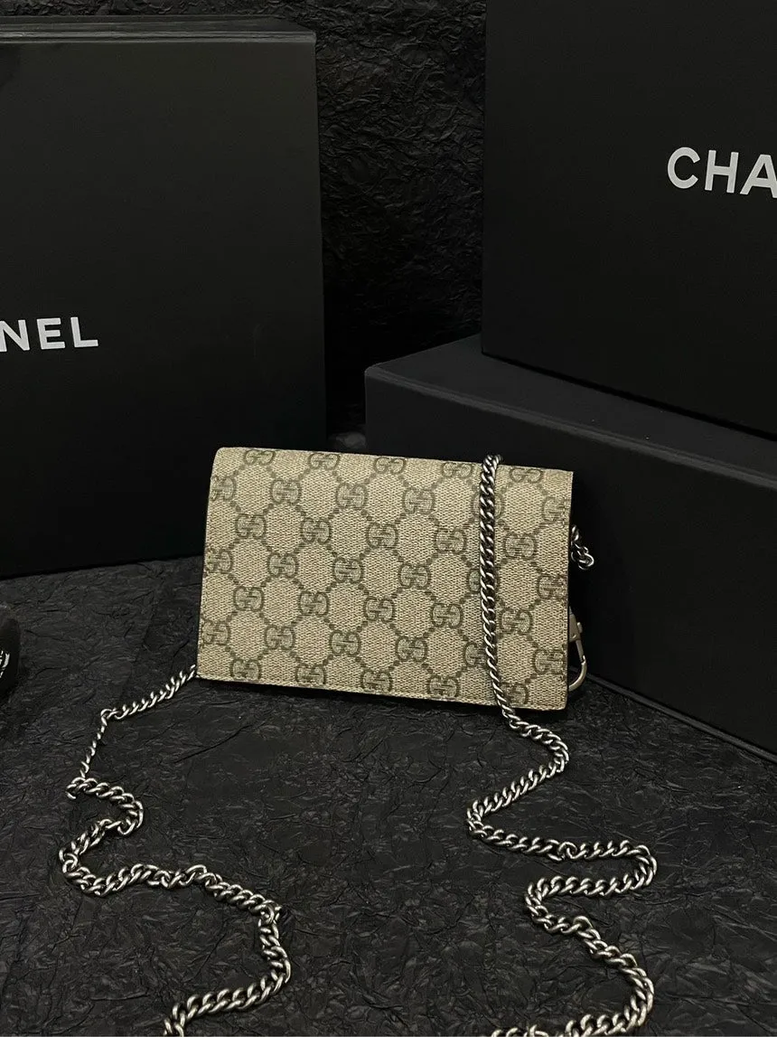 Gucci Supermini Monogram Dionysus Beige Crossbody Bag